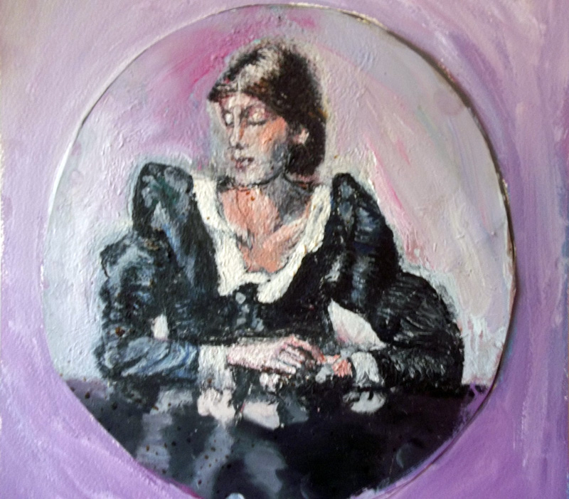 adrienne macallum painting, untitled, woman in black dress