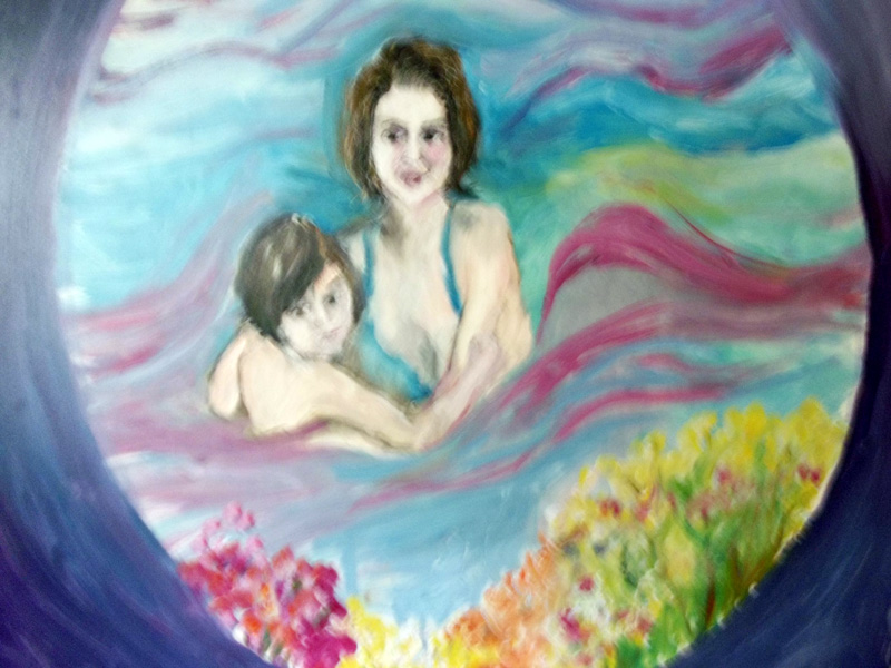 adrienne macallum artwork titled "sadie and amina swimming"