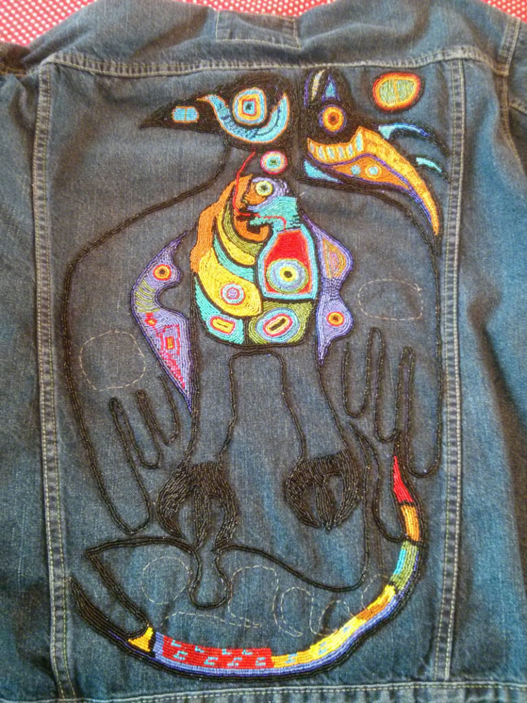 Norman (k̕wa̱da) James Hall piece of an embroidered denim jacket